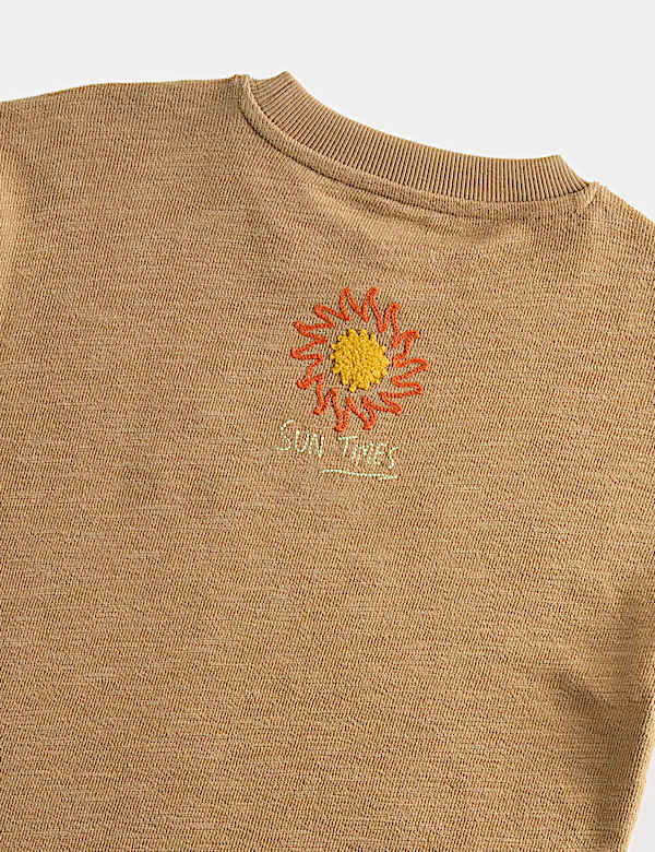 Pure Cotton Textured Embroidered T-Shirt (2-8 Yrs)