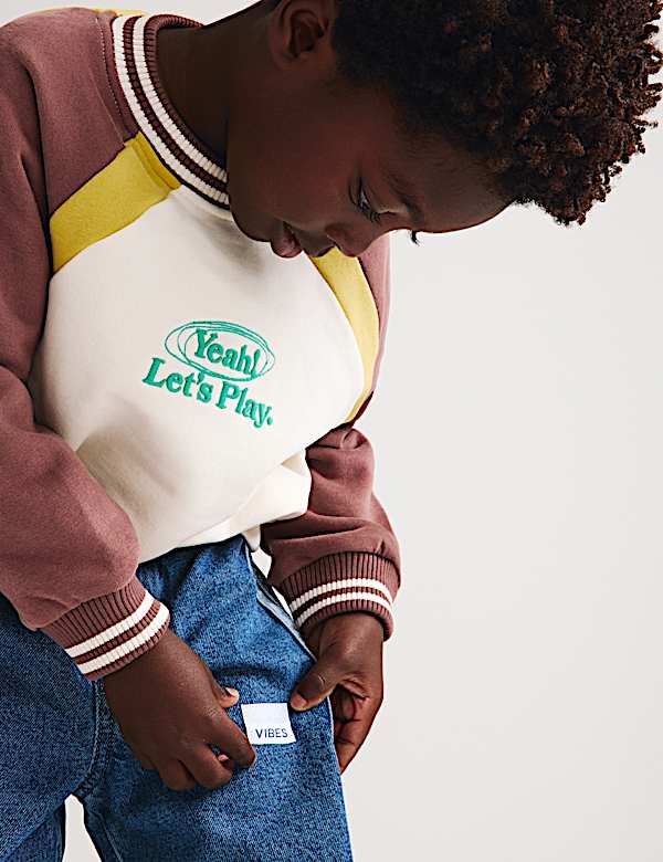 Cotton Rich Slogan Raglan Sweatshirt (2-8 Yrs) - SK
