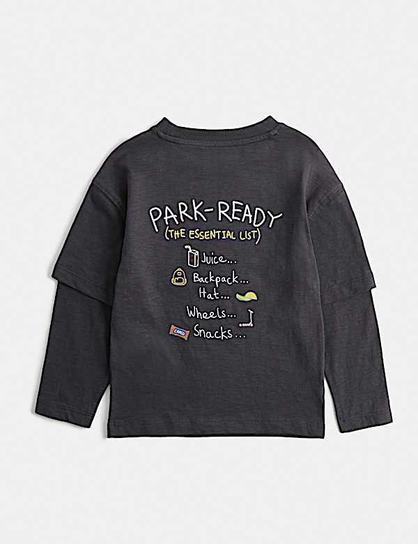 Pure Cotton Mock Sleeve T-Shirt (2-8 Yrs)