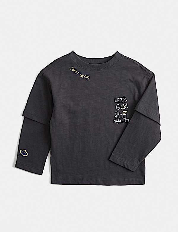 Pure Cotton Mock Sleeve T-Shirt (2-8 Yrs)