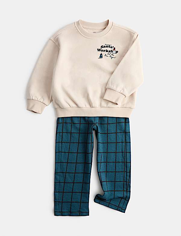 2 Piece Cotton Rich Santa's Workshop Outfit (2-8 Yrs) - JE