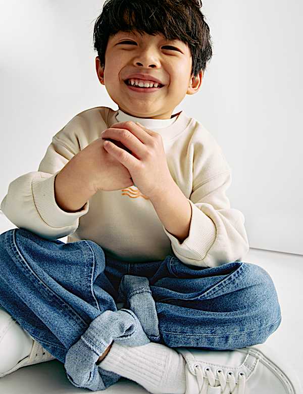 Pure Cotton Relaxed Balloon Leg Jeans (2-8 Yrs)