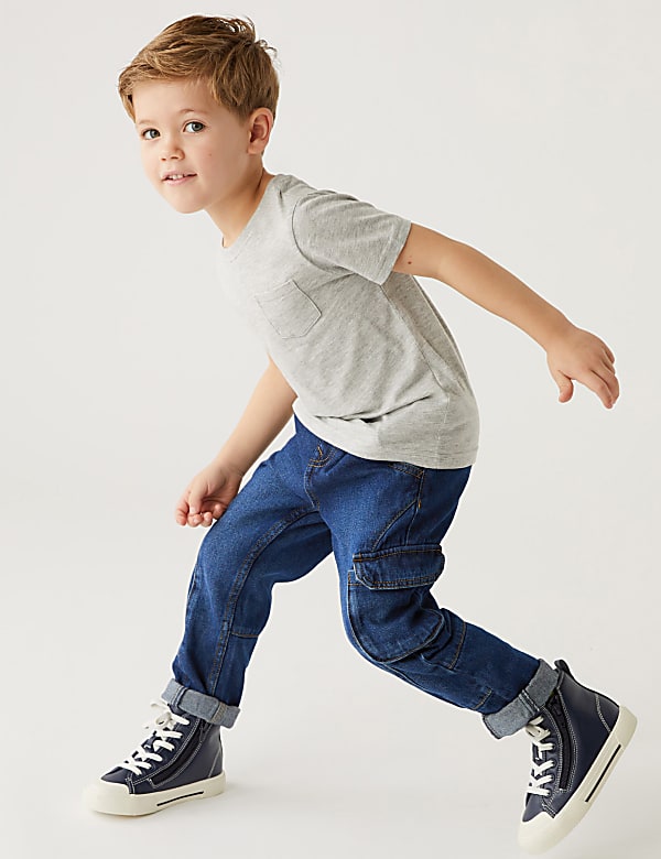 Relaxed Denim Cargo Jeans