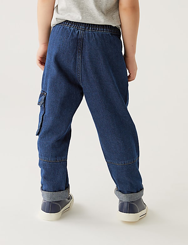Relaxed Denim Cargo Jeans