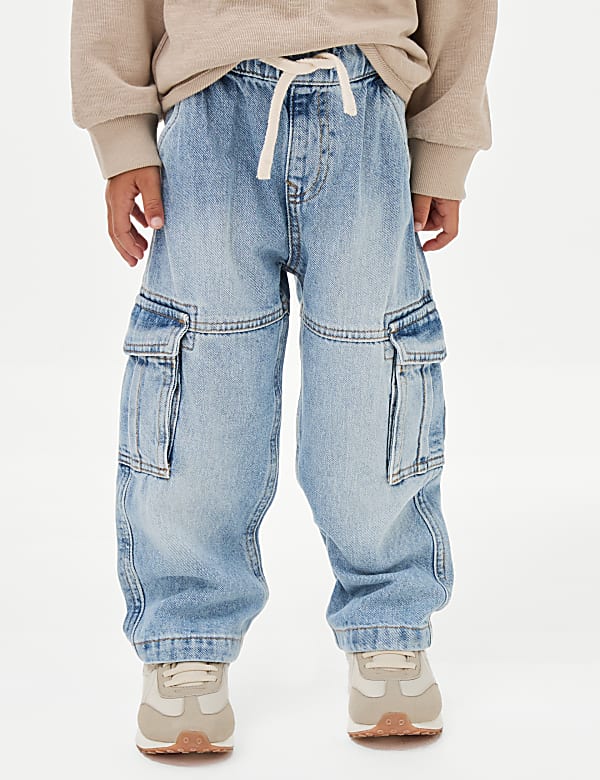 Pure Cotton Cargo Jeans (2-8 Yrs)