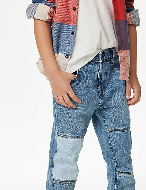 Relaxed Denim Patchwork Jeans (2-8 Yrs)