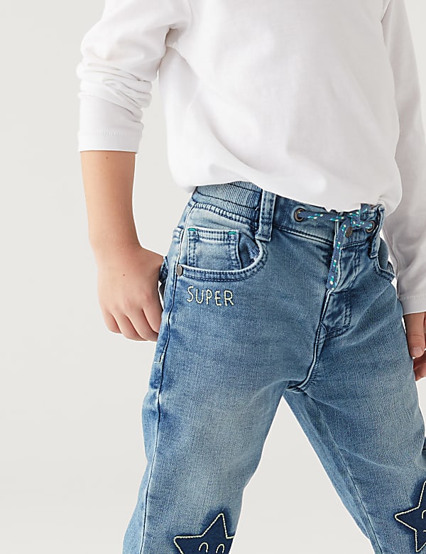 Regular Cotton Rich Star Embroidered Jeans