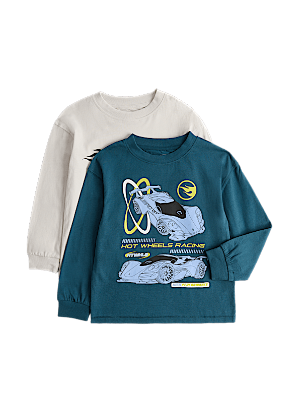 2 Pack Pure Cotton Hot Wheels&trade; Tops (2-8 Yrs)