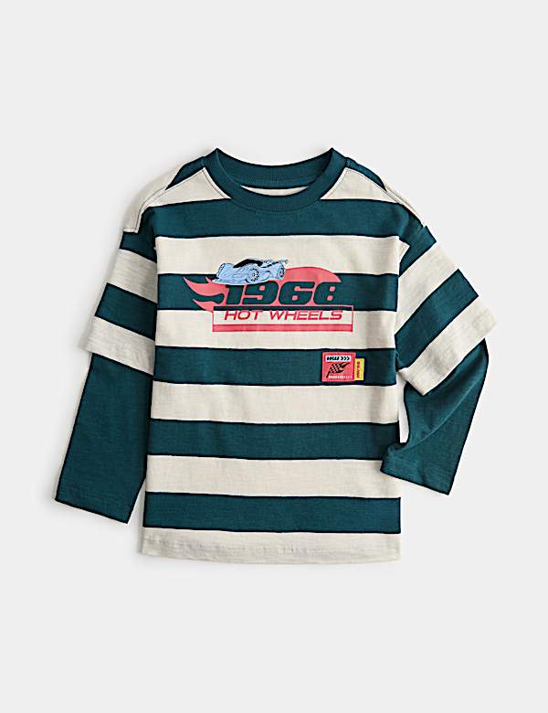 Pure Cotton Hot Wheels&trade; Mock Sleeve Top (2-8 Yrs)