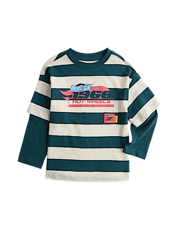 Pure Cotton Hot Wheels&trade; Mock Sleeve Top (2-8 Yrs)
