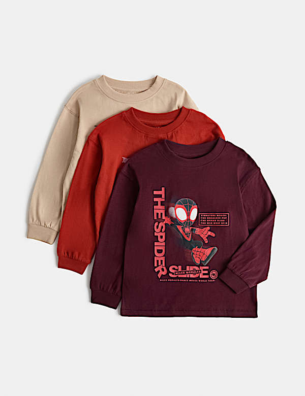 3 Pack Pure Cotton Spider-Man&trade; Tops (2-8 Yrs)