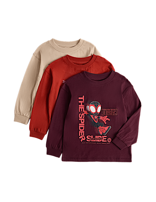 3 Pack Pure Cotton Spider-Man&trade; Tops (2-8 Yrs)