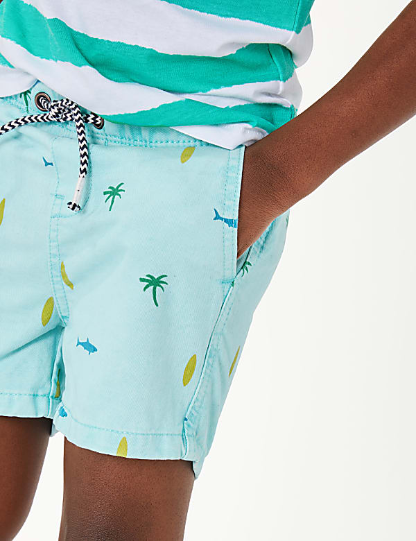 Pure Cotton Printed Rugby Shorts (2-7 Yrs)