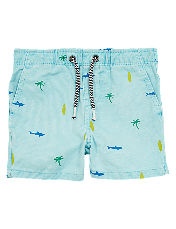 Pure Cotton Printed Rugby Shorts (2-7 Yrs)