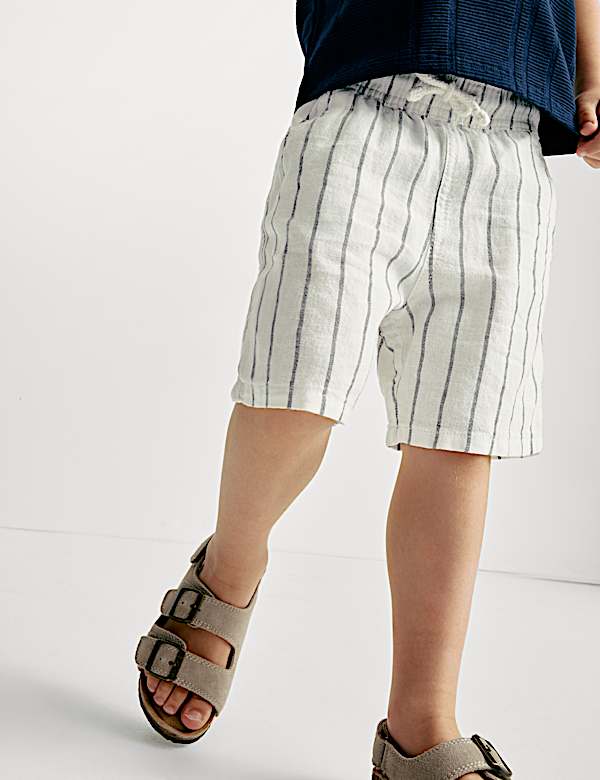 Linen Rich Striped Shorts (2-8 Yrs) - US