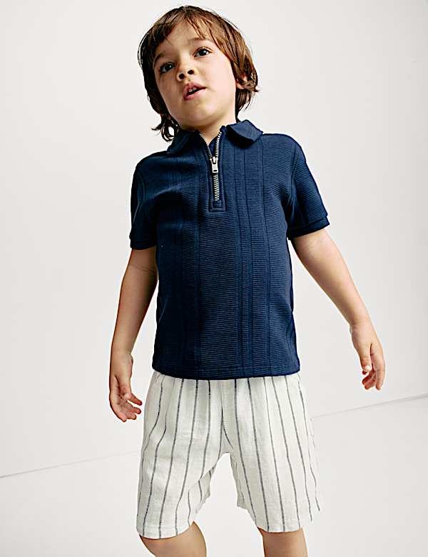 Linen Rich Striped Shorts (2-8 Yrs) - US