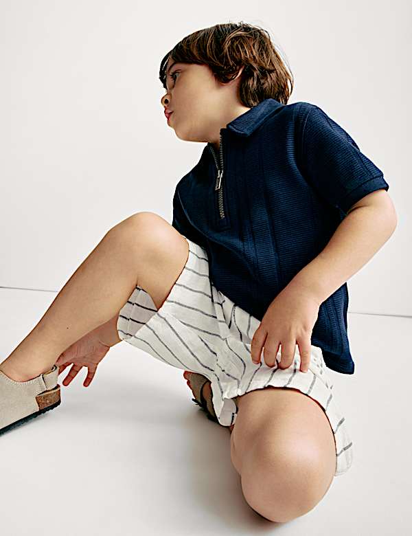Linen Rich Striped Shorts (2-8 Yrs) - US