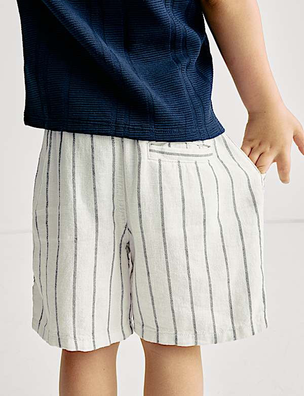 Linen Rich Striped Shorts (2-8 Yrs) - US