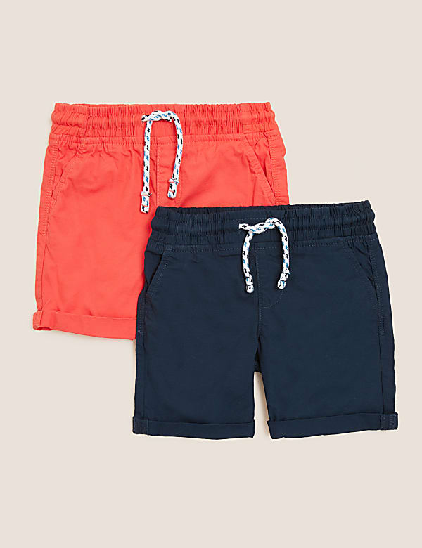 2pk Pure Cotton Ripstop Shorts (2-7 Yrs) - US