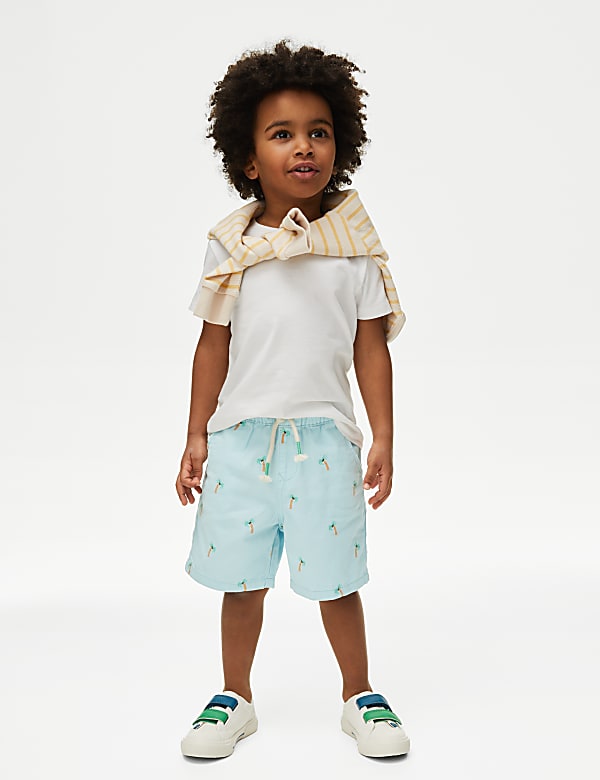 Pure Cotton Palm Tree Shorts (2–8 Yrs) - JE