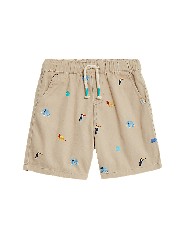 Pure Cotton Embroidered Shorts (2-8 Yrs)