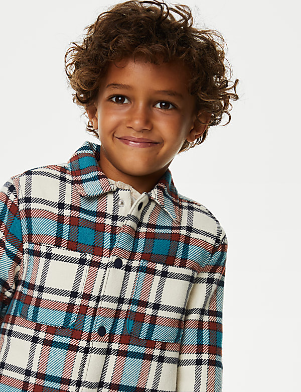 Pure Cotton Borg Lined Check Shacket (2-8 Yrs)