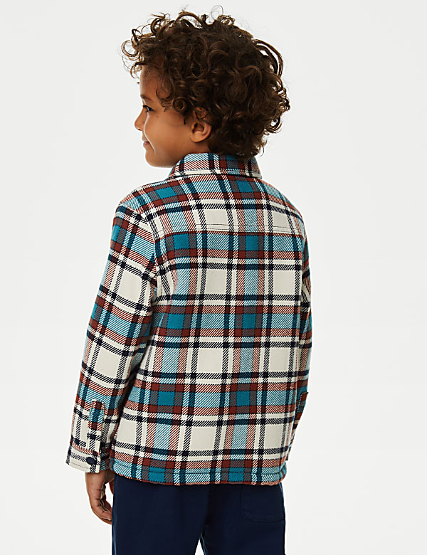 Pure Cotton Borg Lined Check Shacket (2-8 Yrs)