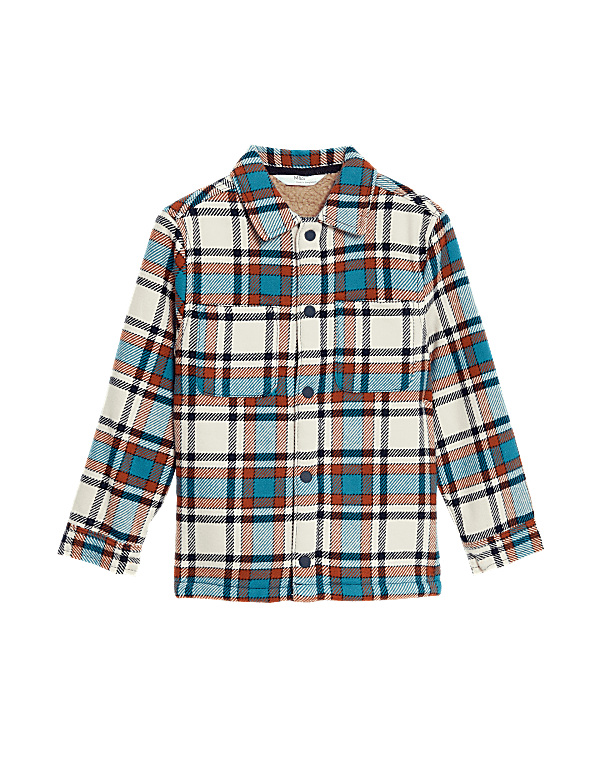 Pure Cotton Borg Lined Check Shacket (2-8 Yrs)