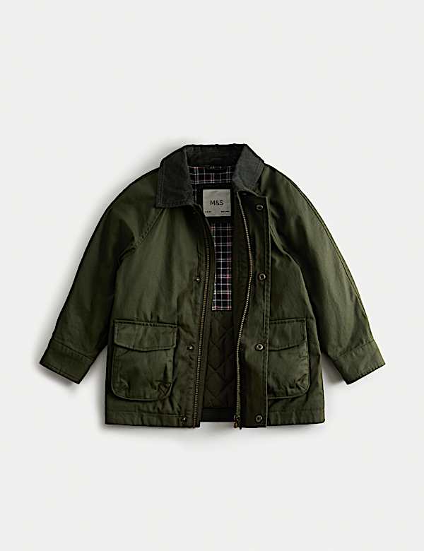Waxed Jacket With Corduroy Collar (2-8 Yrs) - FI