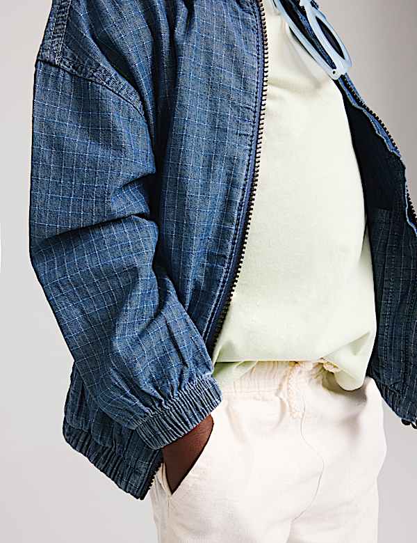 Pure Cotton Denim Ripstop Jacket (2-8 Yrs) - LU