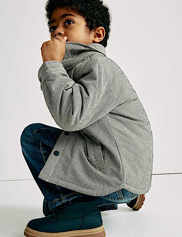 Doorgestikt overhemdjack met microruitmotief (2-10 jaar) - NL