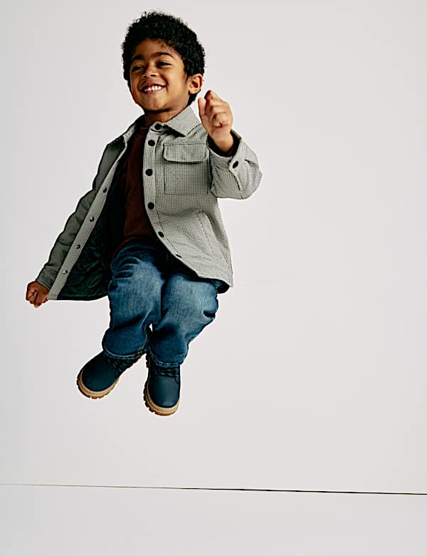 Doorgestikt overhemdjack met microruitmotief (2-10 jaar) - NL