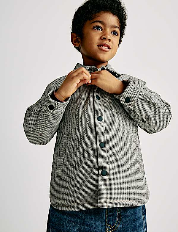 Doorgestikt overhemdjack met microruitmotief (2-10 jaar) - NL
