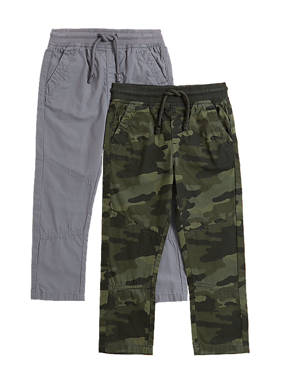 2pk Pure Cotton Camouflage Ripstop Trousers (2-7 Yrs)