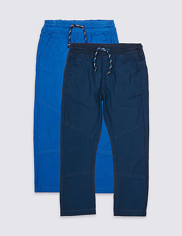 2 Pack Pure Cotton Ripstop Trousers (3 Months - 7 Years)