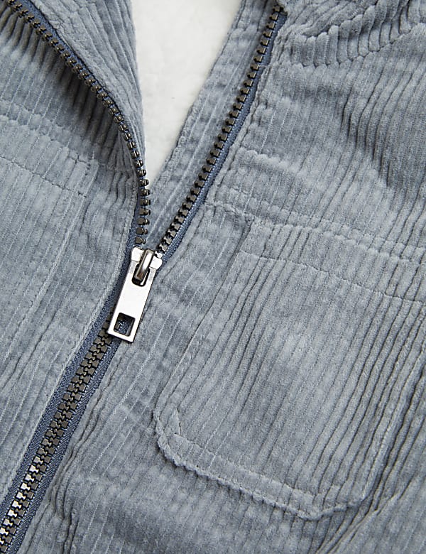 Borg Lined Cord Zip Hoodie