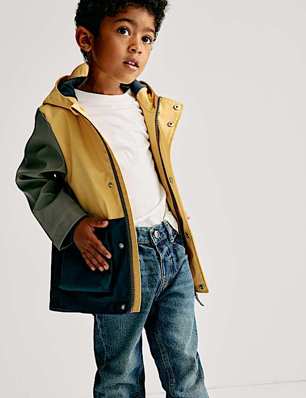 Colour Block Hooded Fisherman Coat (2-8 Yrs) - NZ