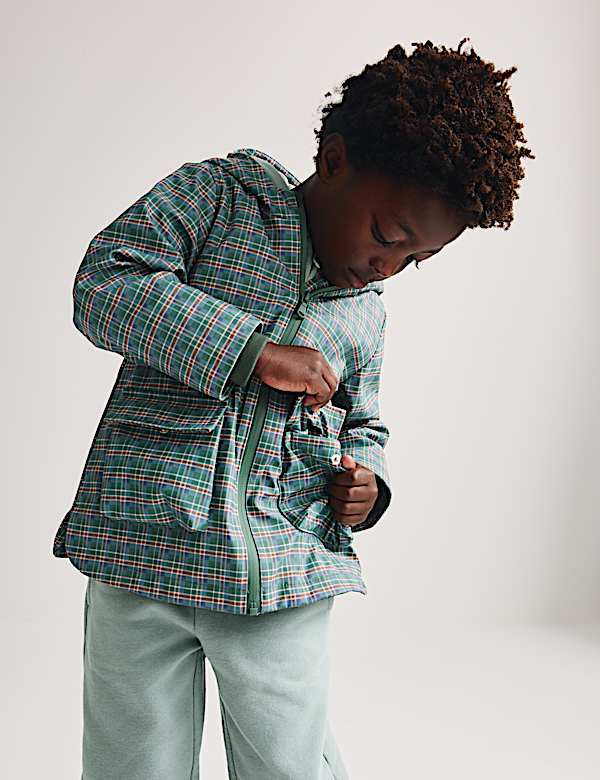 Lightweight Hooded Checked Fisherman Jacket (2-8 Yrs) - BE