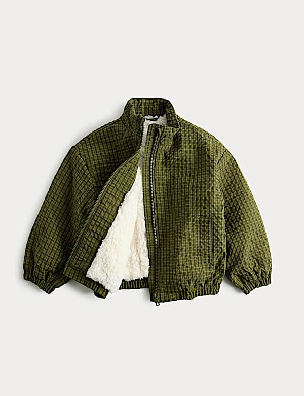 Checked Borg Lined Bomber Jacket (2-8 Yrs) - BG
