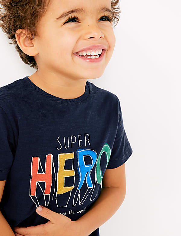 Cotton Super Hero Slogan T-Shirt (2-7 Yrs)