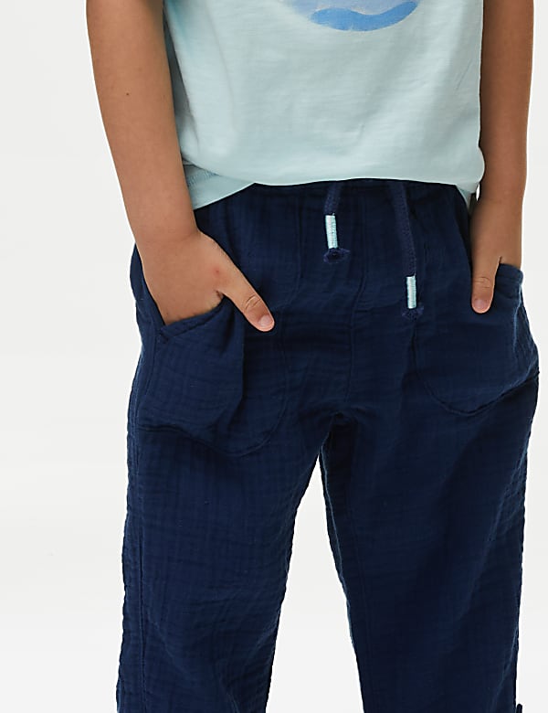 Pure Cotton Drawstring Trousers (2–8 Yrs)
