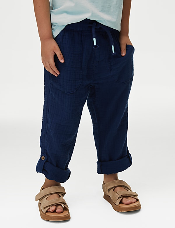 Pure Cotton Drawstring Trousers (2–8 Yrs)