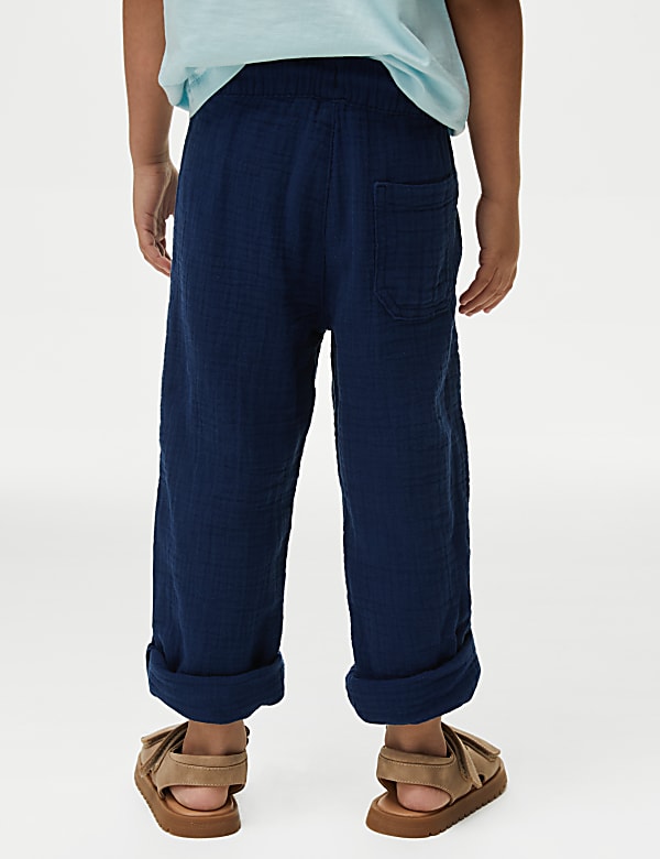 Pure Cotton Drawstring Trousers (2–8 Yrs)