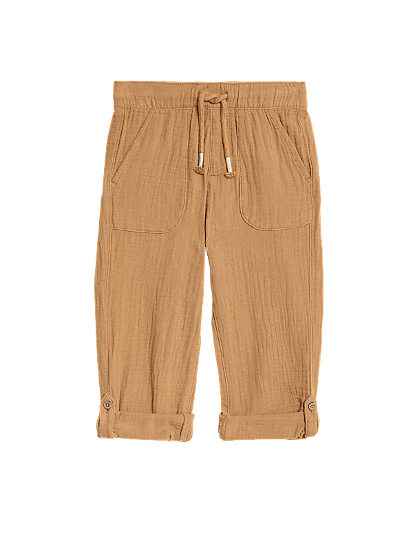 Pure Cotton Drawstring Trousers (2–8 Yrs)