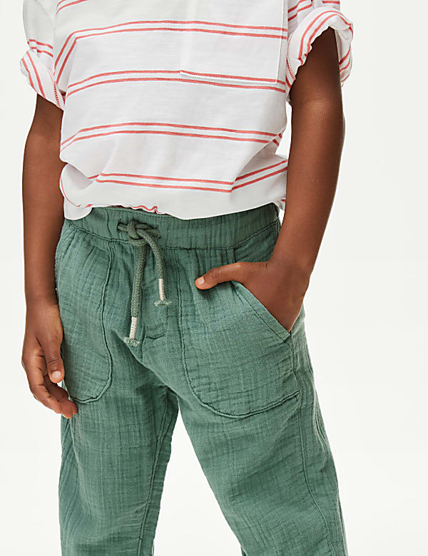 Pure Cotton Drawstring Trousers (2–8 Yrs)
