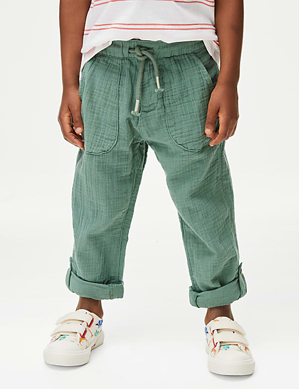 Pure Cotton Drawstring Trousers (2–8 Yrs)