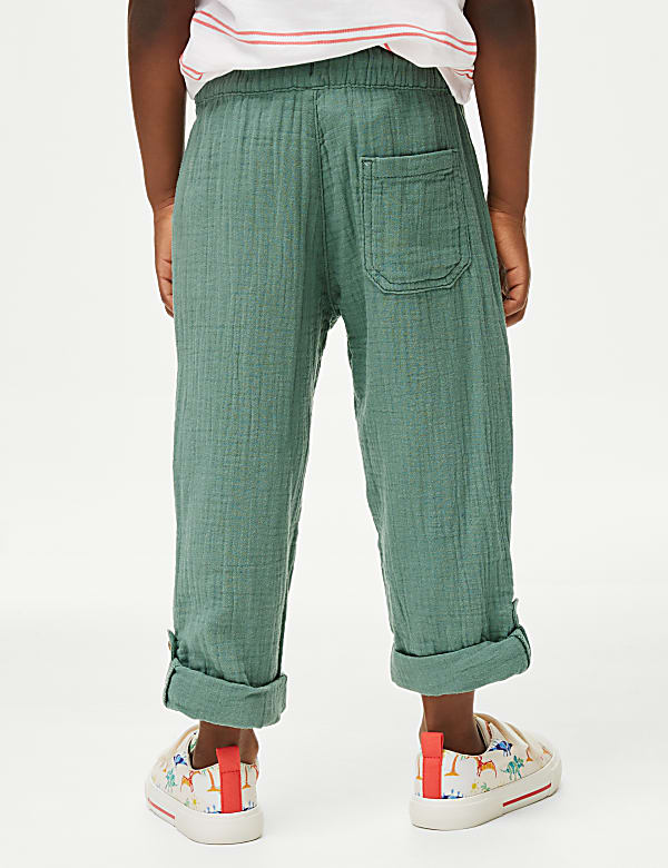 Pure Cotton Drawstring Trousers (2–8 Yrs)