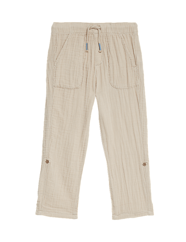 Pure Cotton Drawstring Trousers (2–8 Yrs)