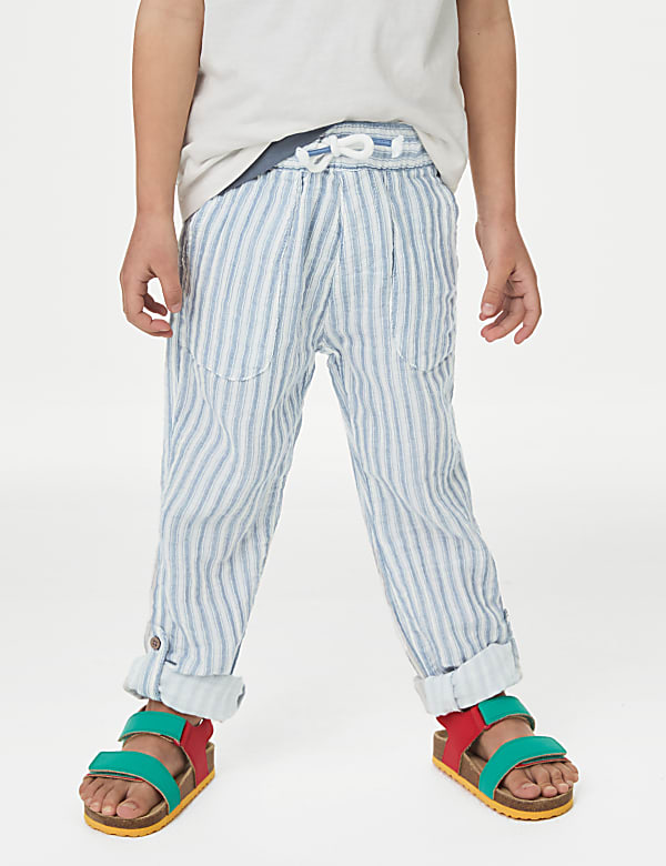 Pure Cotton Striped Trousers (2–8 Yrs)
