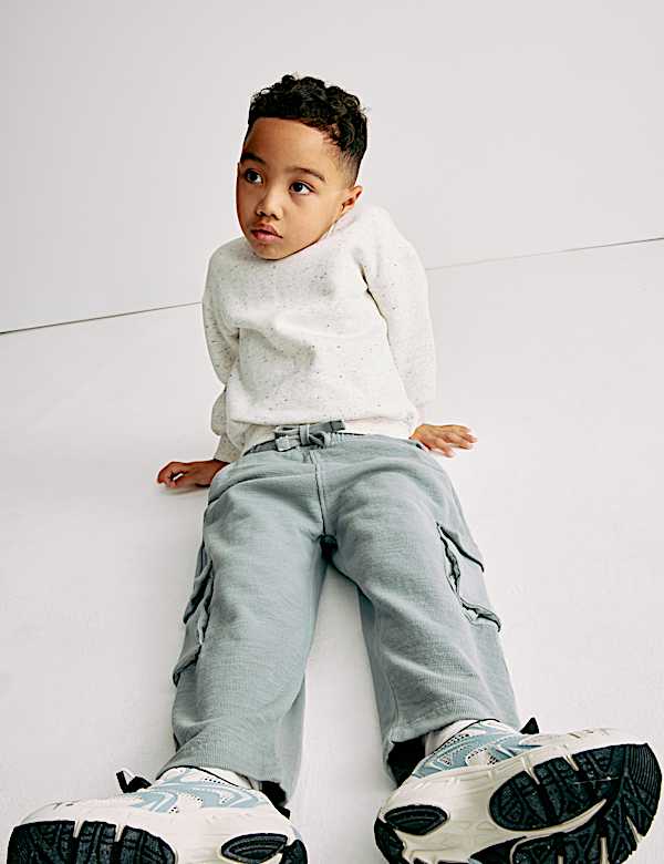 מכנסי קרגו מכותנה טהורה בטקסטורה (8-2 שנים) - IL